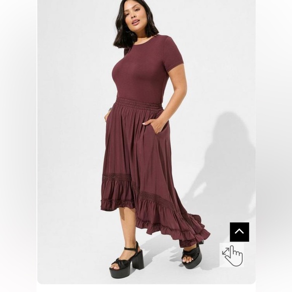 ** SOLD ** Torrid Maxi High-Lo Lace Inset Skirt - Picture 2 of 6